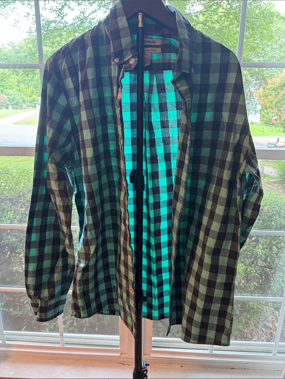 Green and Black Buffalo Plaid Button-Up Shirt